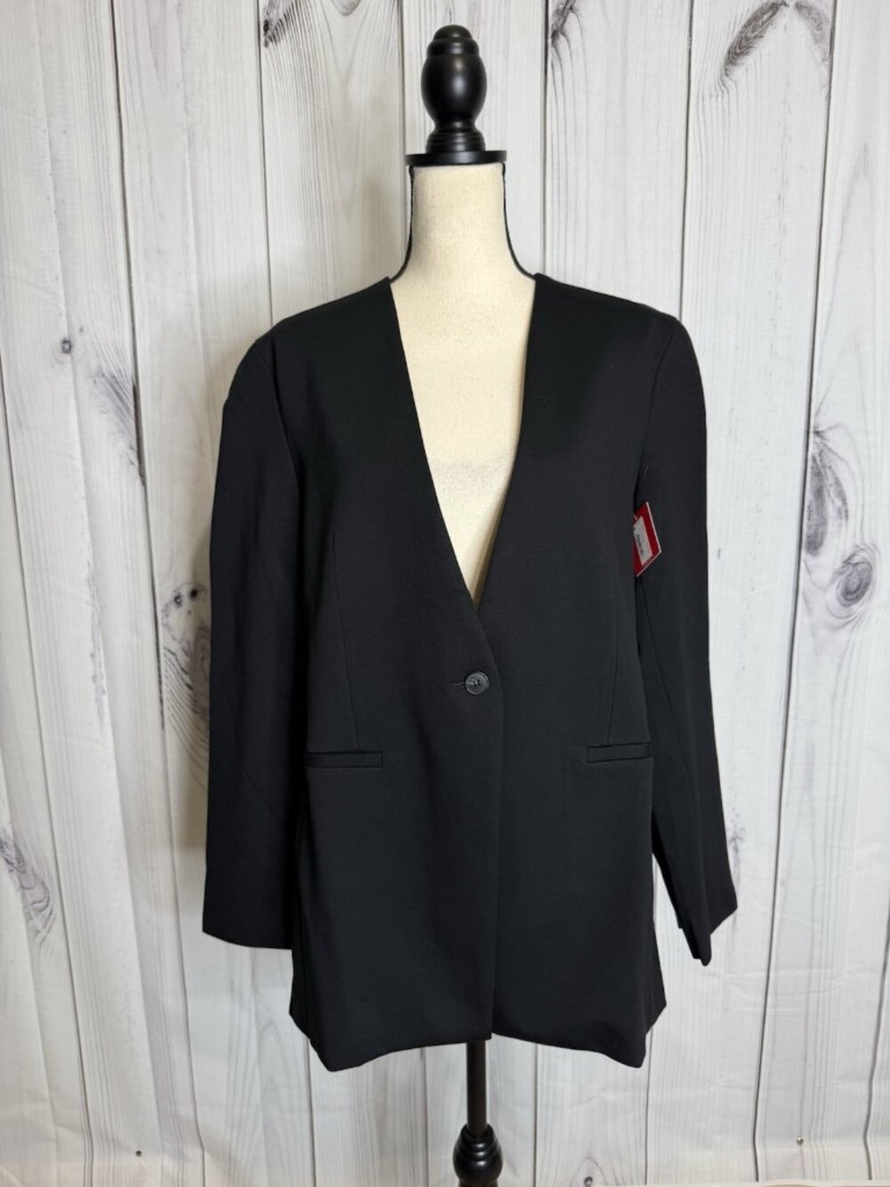 NWT Spanx Blazer The Perfect Collarless Oversized Jacket #20384R Black Sz L